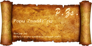 Popu Zsadány névjegykártya